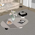 Modern Living Room Coffee Table With White Top Wooden Legs Vase Pink Flowers And Books