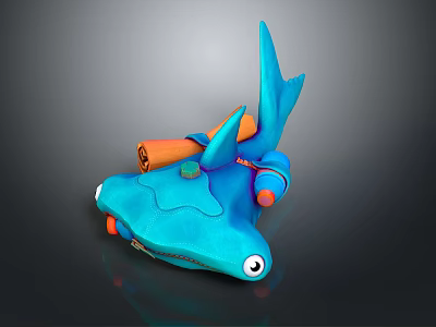 Vibrant Blue Aquatic Animal Toy Design With Orange Decorative Parts And Playful Features 3d model