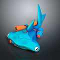 Vibrant Blue Aquatic Animal Toy Design With Orange Decorative Parts And Playful Features