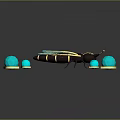 Turquoise Winged Wasp With Black And Yellow Stripes On Shiny Gemstone Background