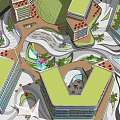 Ancient Architecture Traditional Courtyard With Classic Roof And Garden Landscape Elements
