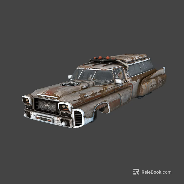 Rusty Worn Vintage Car With Distressed Body Weathered Exterior And Rust Accumulation 3d model 