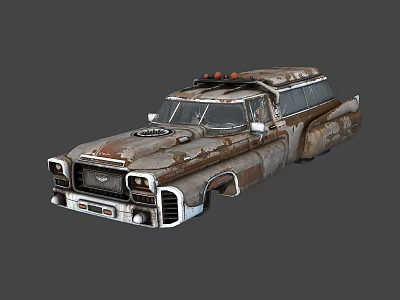 Rusty Worn Vintage Car With Distressed Body Weathered Exterior And Rust Accumulation 3d model