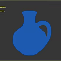 Blue Ceramic Vase With Red And Green Floral Patterns And Handle