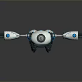 Game Movie Robot Character With White Blue Design Mechanical Limbs And Futuristic 3D Look