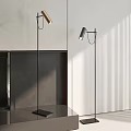 Modern Minimalist Floor Lamp with Black Metal Frame and Gray Shade Shadow Effects