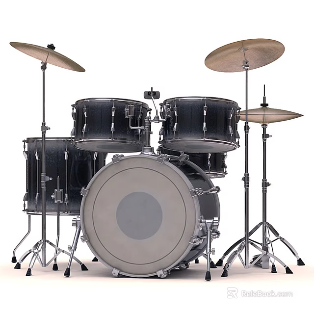 High Quality Musical Instrument Drum Set With Drums Cymbals And Sturdy Metal Stands 3d model 
