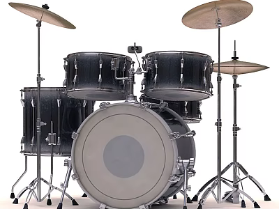 High Quality Musical Instrument Drum Set With Drums Cymbals And Sturdy Metal Stands 3d model