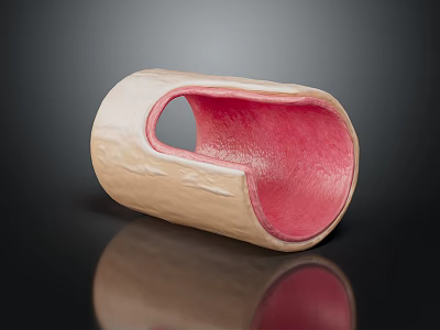 Tubular Organ Structure Showcasing Hair Covered Exterior And Pink Interior Tissue 3d model