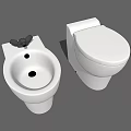 Modern White Toilet and Matching Washbasin with Clean Contemporary Design in Bathroom
