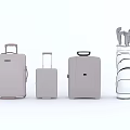 Light Gray Luggage Set With Different Sizes Suitcases And Golf Travel Bag