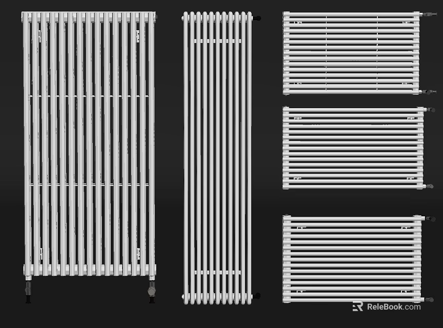 Various White Radiators With Vertical And Horizontal Design Styles 3d model 