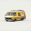 Vintage Yellow Van With Roof Rack And Retro Body Design Features