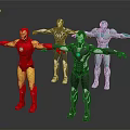 Multiple Superhero Action Figures With Various Colors And Outstretched Arms Pose