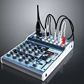 Professional Audio Mixer With Multiple Knobs Buttons Cables And Antenna