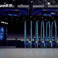 Lenovo Tech Exhibition Booth With Modern Blue Lighting And Displayed Devices