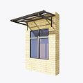 Awning With Metal Frame Installed Over Window On Brick Wall Exterior 3d model