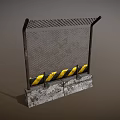 Construction Safety Barrier With Metal Mesh Panel Concrete Base And Yellow Black Stripes