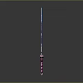 Fantasy Glowing Sword with Blue Blade Purple Accents and Pink Hilt in Mythical Weapon Design