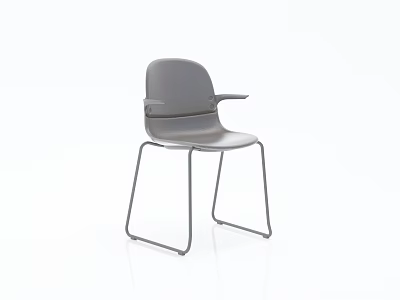Gray Leisure Chair Modern Design With Metal Legs And Armrests For Indoor Living Space 3d model