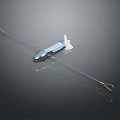 Medical Interventional Device With Slender Shaft Blue White Structure And Tip Hook Design 3d model