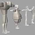 3D Game And Movie Character Models With Varying Body Sizes Lined Up In Sequence