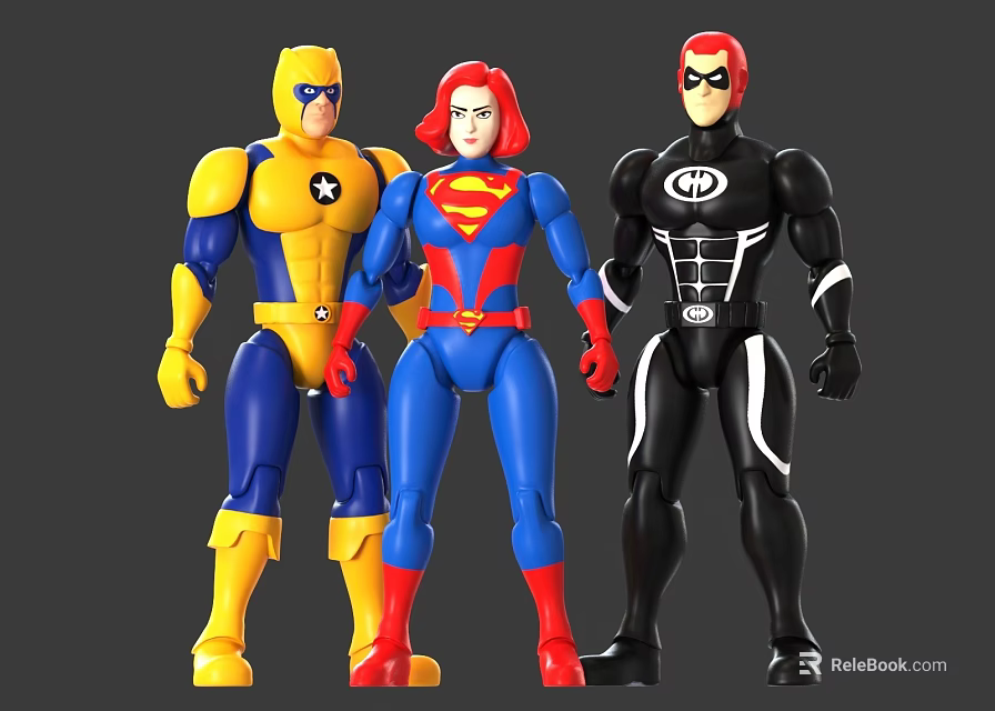 Superhero Action Figures Dolls With Colorful Costumes 3d model 