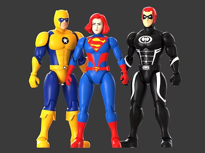 Superhero Action Figures Dolls With Colorful Costumes 3d model