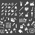 Decorative Art Tool Themed Hanging Decorations With Brushes Palettes And Paint Tubes
