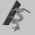Detailed Bronze Dragon Statue With Scales Claws And White Base
