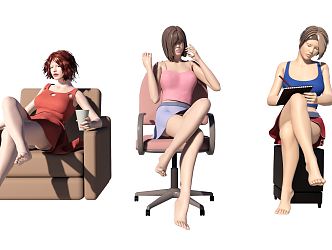 Modern multiplayer sitting beauty 3d model