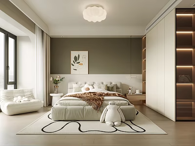 Cream Bedroom Modern Bedroom 3d model