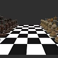 Chessboard With Black And White Checkerboard Pattern And Arranged Chess Pieces