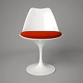 Modern White Chair and Table Set with Red Cushions and Pedestal Base
