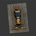 Yellow CAT Bulldozer With Tracked Undercarriage And Front Blade On Concrete Surface