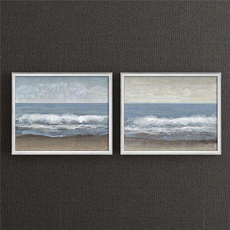 Modern Landscape Painting Blue Living Room Ocean Waves Decorative Painting 3d model