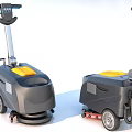 Modern Daily Use Floor Scrubbers With Gray Yellow Design And Movable Wheels