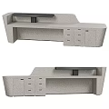 Sleek Modern Curved Gray Reception Desk With Drawers Cabinets And Black Top