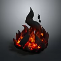 Artistic Flame Sculpture With Upward Flames Dripping Elements And Red Orange Glow On Dark Background