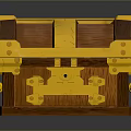 Vintage Wooden Treasure Chest With Golden Metal Accents For Decorative Home Storage