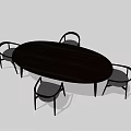 Modern Minimalist Round Dining Table Set With Four Curved Backrest Chairs 3d model