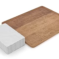 Natural Wooden Serving Tray With Stack Of White Paper Towels