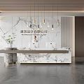 Company Front Desk Background Wall Reception Area Bar Desk Reception Desk Lobby Simple Lobby 3d model