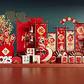 Vibrant 2025 Chinese New Year Art Installation With Red Lanterns Dragon Decor And Fu Characters