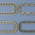Ornate Carved Frames With Gold And Dark Patterns On Light Blue Background