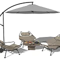 Modern Outdoor Chairs With Cantilever Umbrella And Small Table For Garden Relaxation