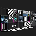 Creative Background Wall Design With Numbers Black White Stripes Star Icons And Car