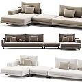 Modern Sectional Sofa with Beige and Gray Upholstery and Multiple Cushions 3d model