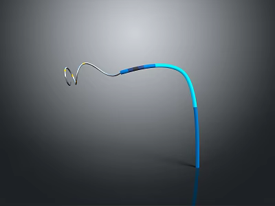 Long Blue Curved Weapon Featuring Looped End And Unique Modern Structure 3d model