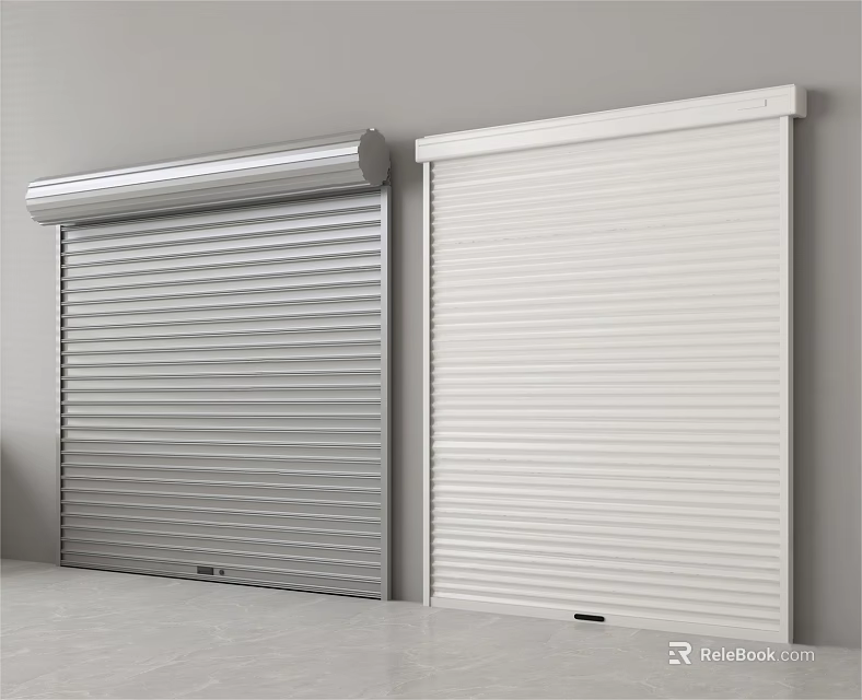 Storefront Roller Shutter Doors Silver and White Modern Exterior Design for Commercial Use 3d model 